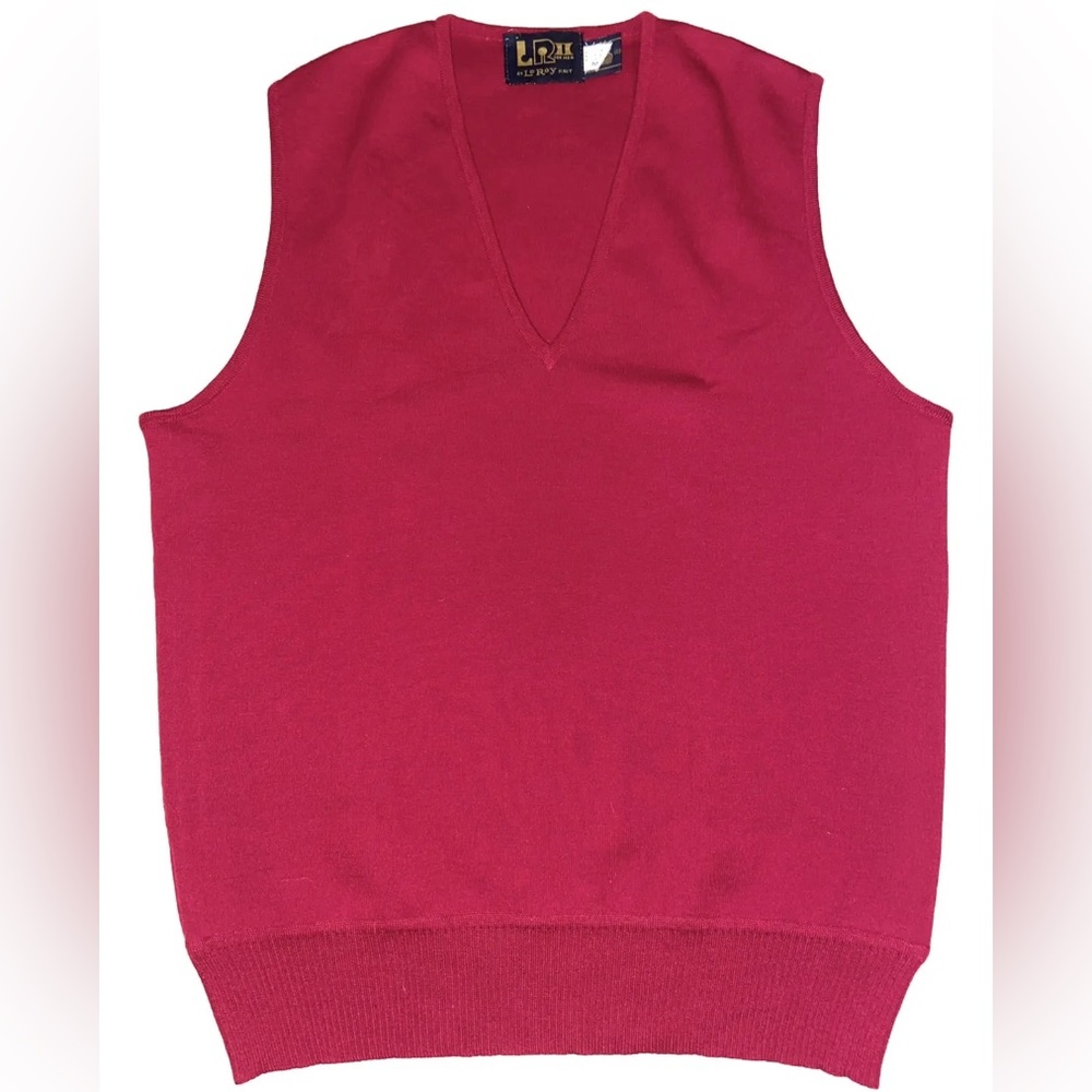 Vintage LR II LeRoy 100% Wool Mens Sweater Vest Burgundy Size M